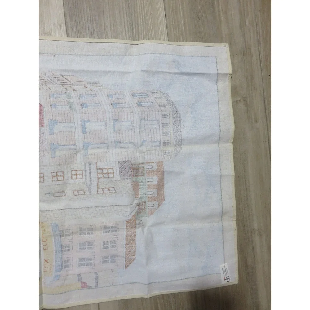 Vintage Eli Paris French Street Scene Tea Towel Paris Cafe Kiosk Illustration